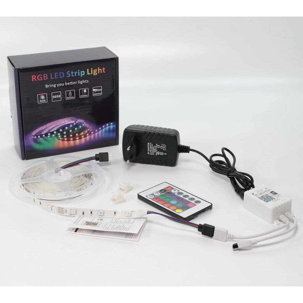 Набор светодиодной ленты 5XRGB30-A01 X11 (12V, RGB 30led/m 5m, IR, Wi-Fi, адаптер 220V, IP20) DELCI от компании ФЕРОСВЕТ - фото 1