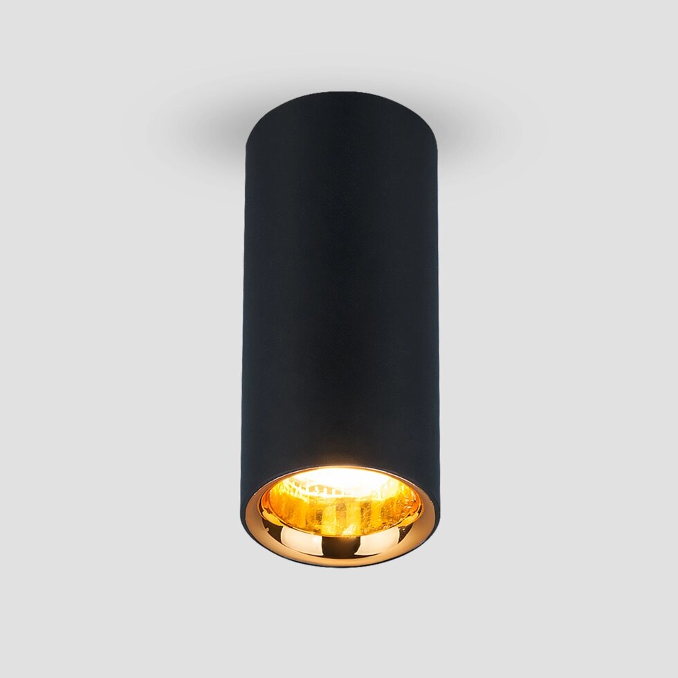 Накладной акцентный светодиодный светильник DLR030 12W 4200K черный матовый/золото от компании ФЕРОСВЕТ - фото 1