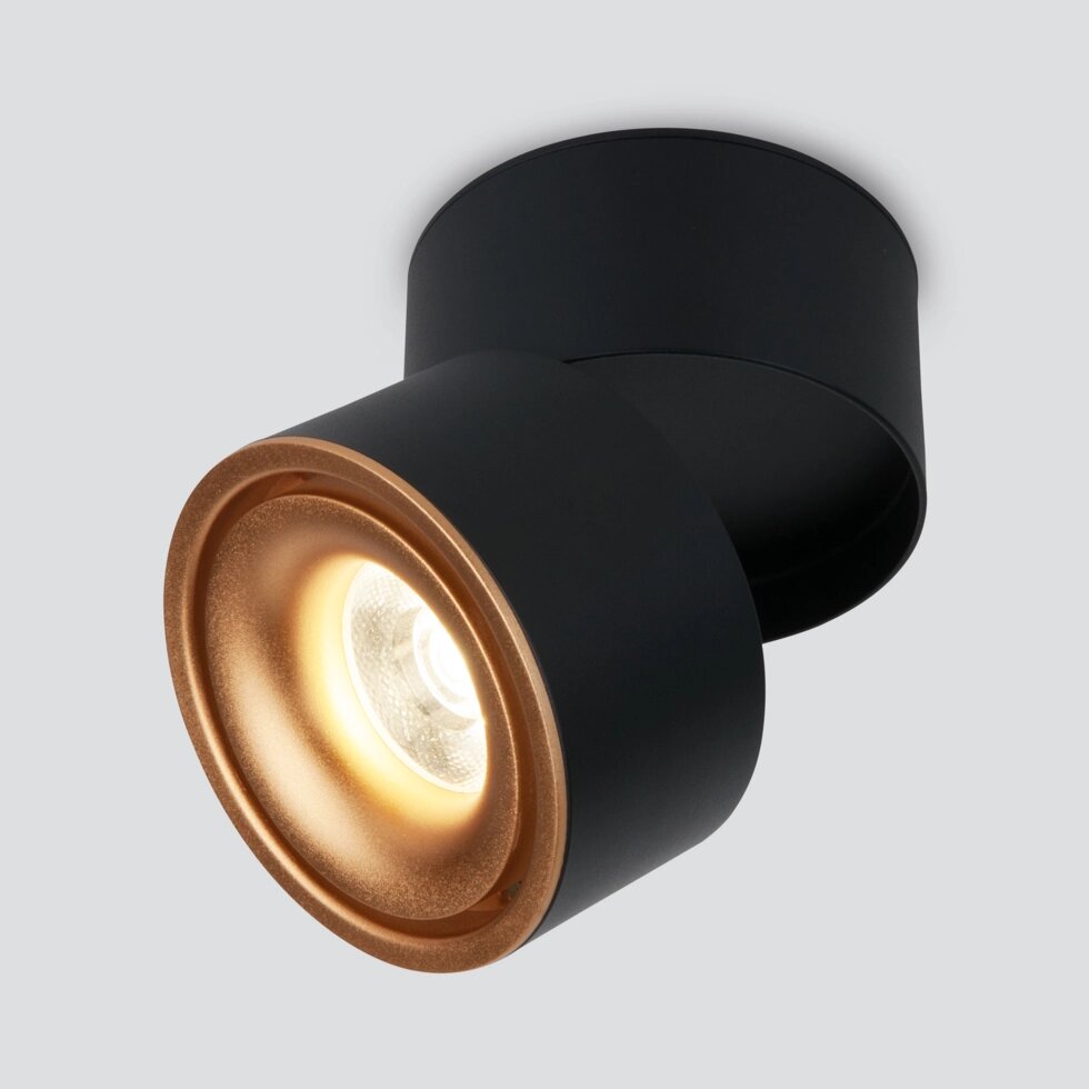 Накладной светодиодный светильник DLR031 15W 4200K 3100 черный матовый/золото от компании ФЕРОСВЕТ - фото 1