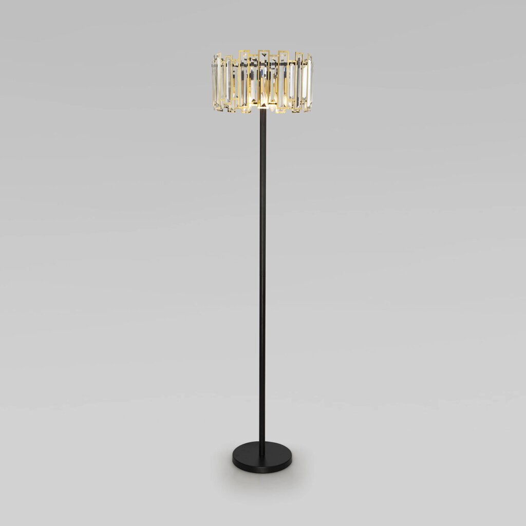 Напольный светильник с хруталем 01150/3 черный/золото от компании ФЕРОСВЕТ - фото 1