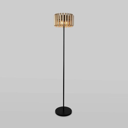 Напольный светильник с металлическим плафоном 01106/4 черный / шампань