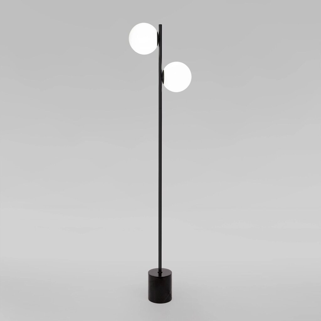 Напольный светильник с мраморным основанием 01158/2 черный от компании ФЕРОСВЕТ - фото 1