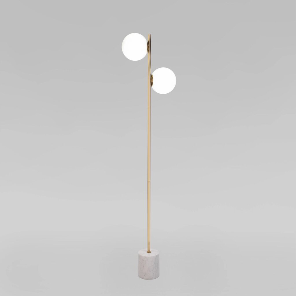 Напольный светильник с мраморным основанием 01158/2 латунь от компании ФЕРОСВЕТ - фото 1