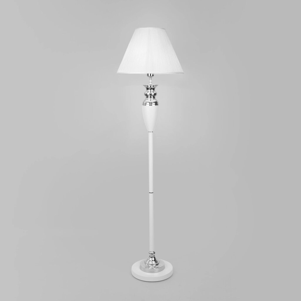Напольный светильник с тканевым абажуром 009 белый от компании ФЕРОСВЕТ - фото 1