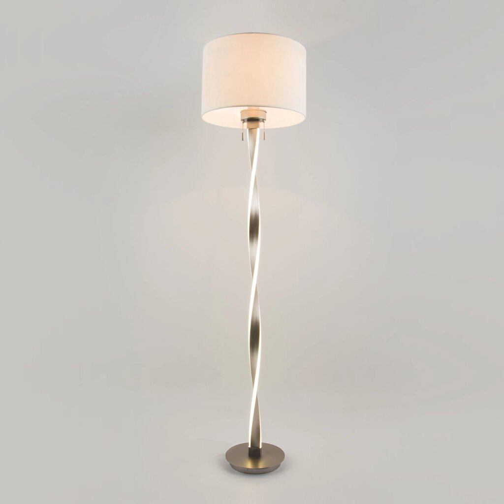 Напольный светодиодный светильник с тканевым абажуром 992 белый / никель от компании ФЕРОСВЕТ - фото 1