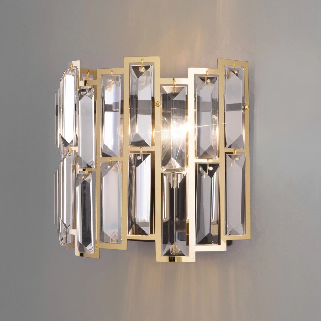 Настенный светильник с хрусталем 339/2 золото / черный от компании ФЕРОСВЕТ - фото 1