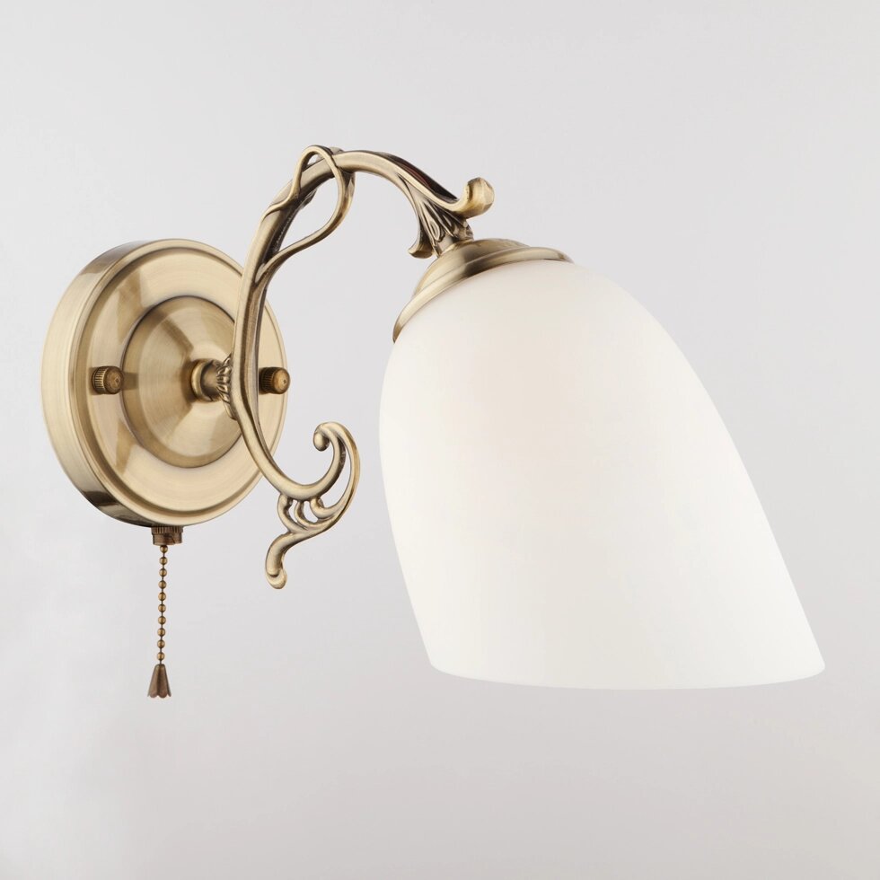 Настенный светильник со стеклянным плафоном 22010/1 античная бронза от компании ФЕРОСВЕТ - фото 1