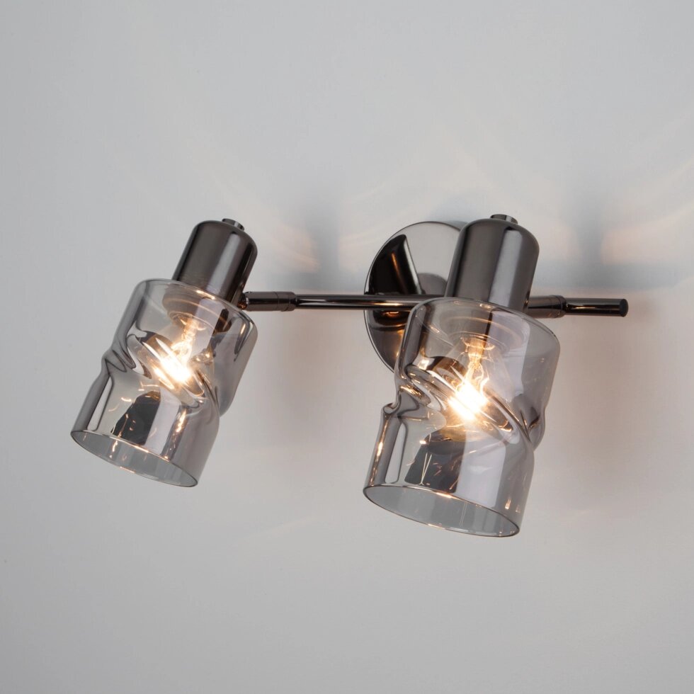 Настенный светильник со стеклянными плафонами 20120/2 чёрный жемчуг от компании ФЕРОСВЕТ - фото 1