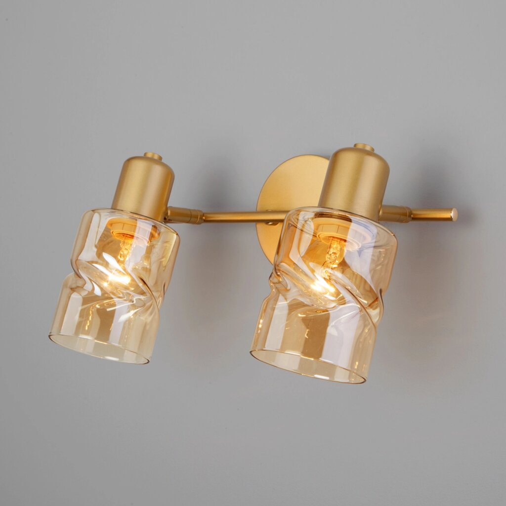 Настенный светильник со стеклянными плафонами 20120/2 перламутровое золото от компании ФЕРОСВЕТ - фото 1