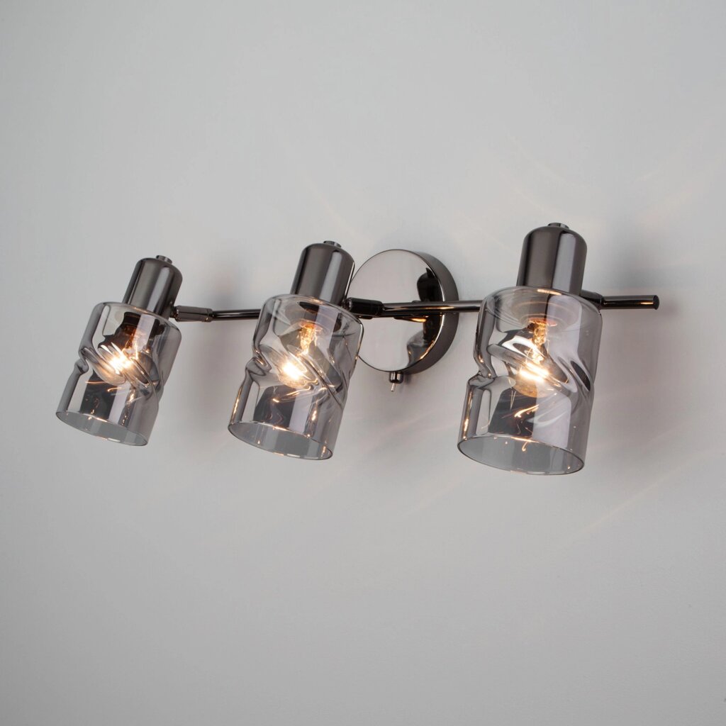 Настенный светильник со стеклянными плафонами 20120/3 чёрный жемчуг от компании ФЕРОСВЕТ - фото 1