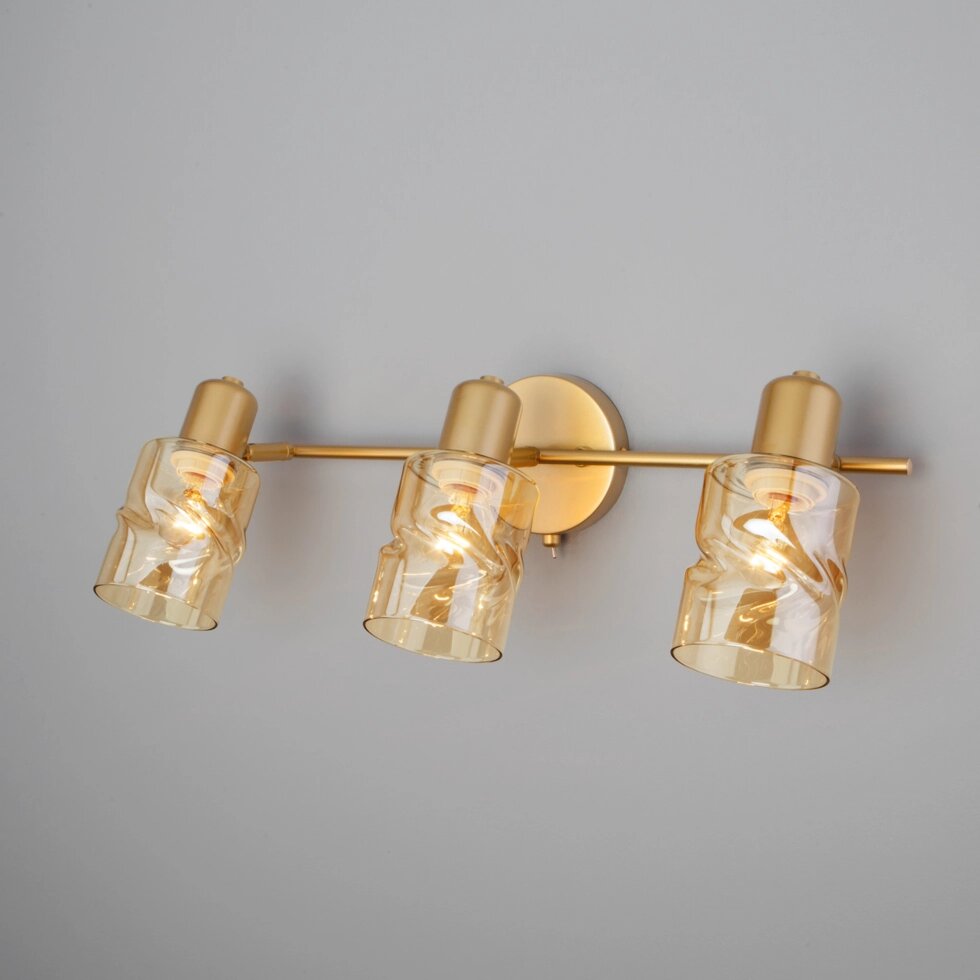 Настенный светильник со стеклянными плафонами 20120/3 перламутровое золото от компании ФЕРОСВЕТ - фото 1