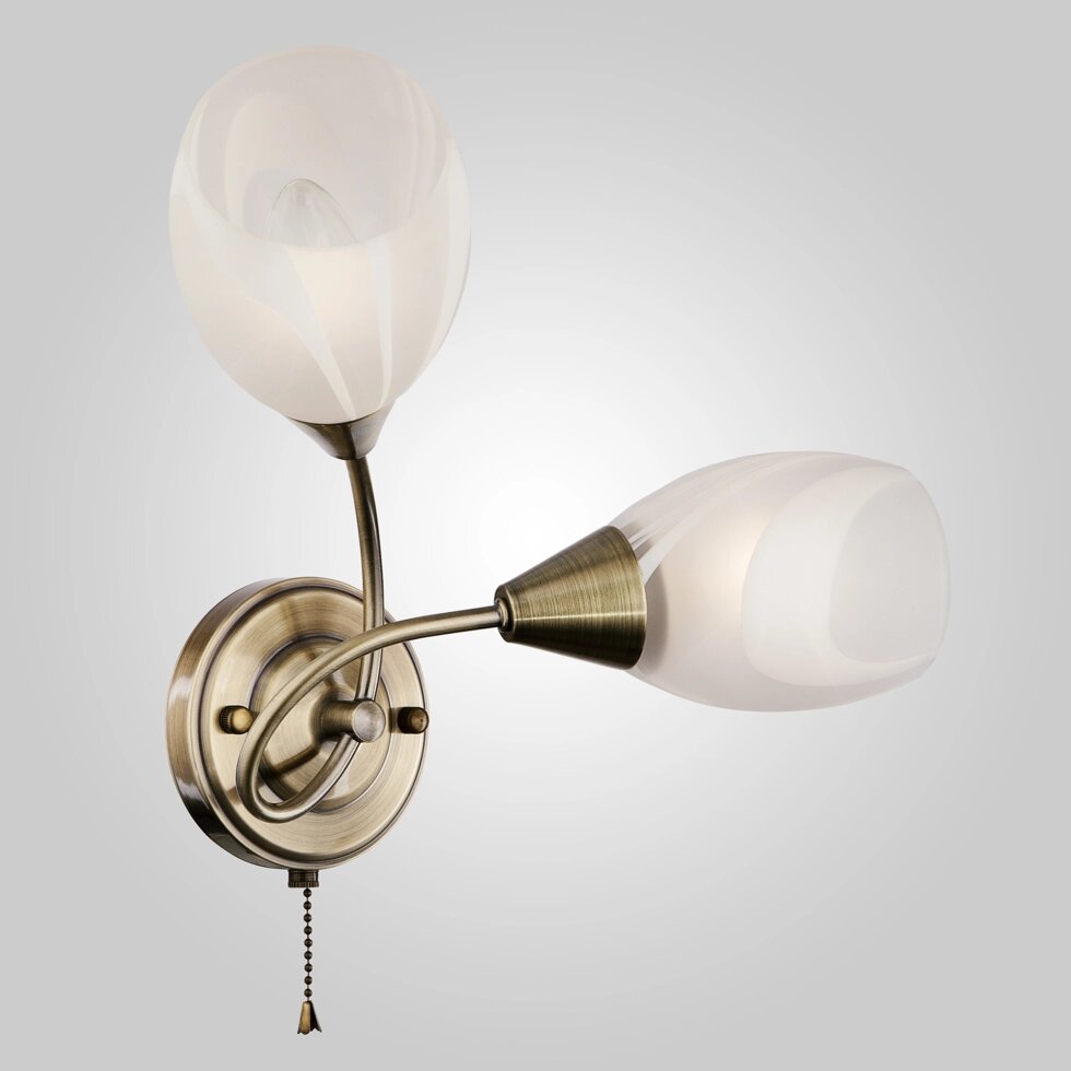 Настенный светильник со стеклянными плафонами 2275/2 античная бронза от компании ФЕРОСВЕТ - фото 1
