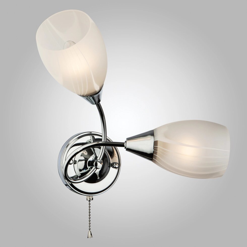 Настенный светильник со стеклянными плафонами 2275/2 хром от компании ФЕРОСВЕТ - фото 1