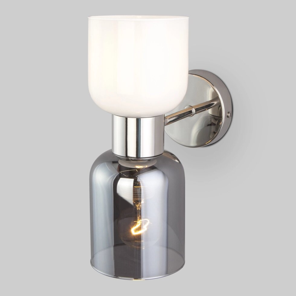 Настенный светильник со стеклянными плафонами 60118/2 никель от компании ФЕРОСВЕТ - фото 1