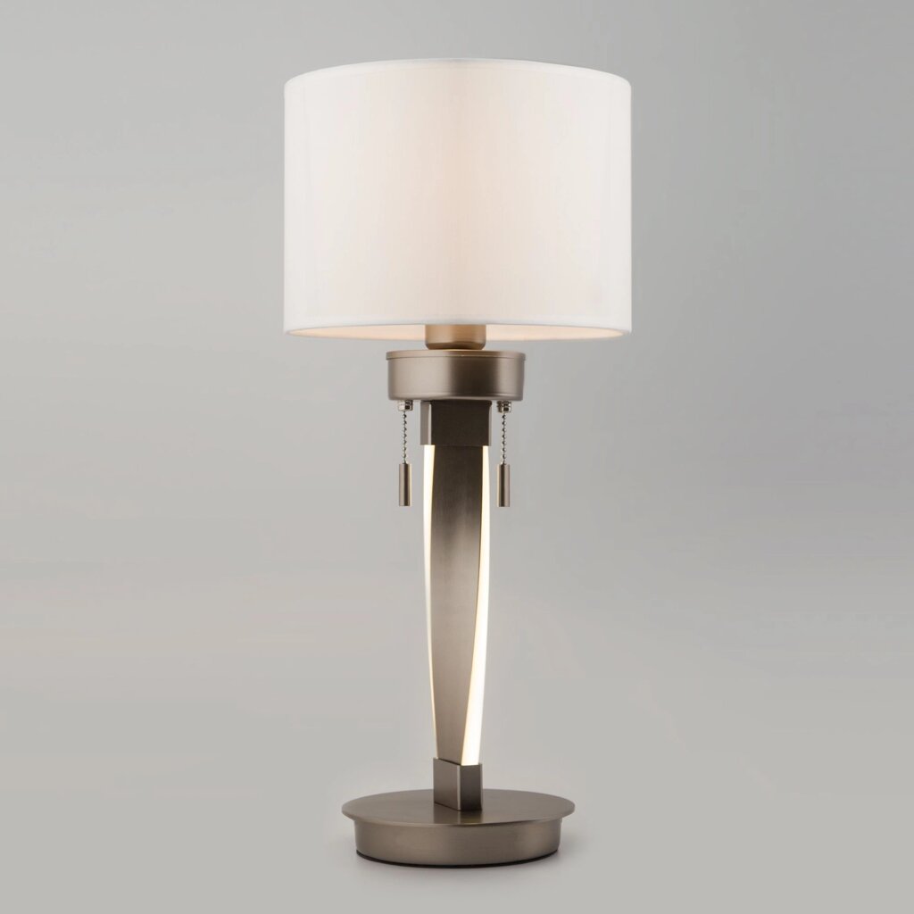 Настольный светодиодный светильник с тканевым абажуром 993 белый / никель от компании ФЕРОСВЕТ - фото 1