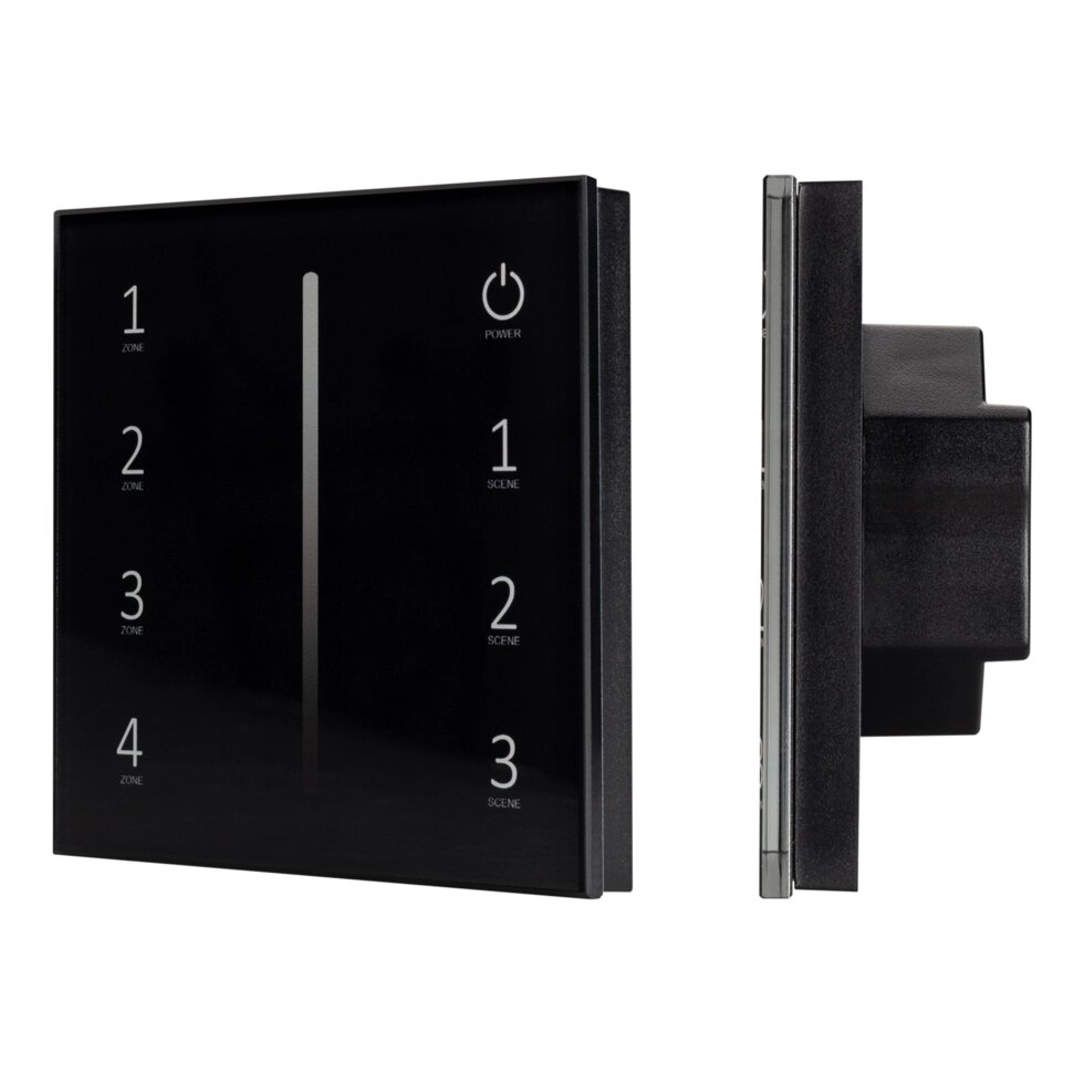 Панель Sens SMART-P17-DIM Black (230V, 4 зоны, 2.4G) (Arlight, IP20 Пластик, 5 лет) от компании ФЕРОСВЕТ - фото 1