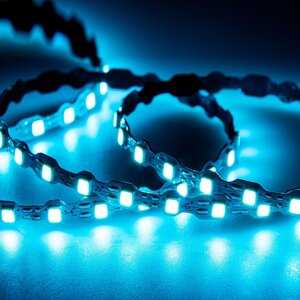 Светодиодная лента S-образная 2835, 112led/m, ice blue, 12V, 7W/m, IP20, BA27 DELCI