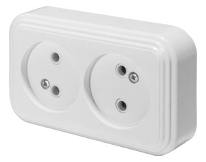 Розетка 2-местная без заземляющего контакта, 250В, 16А, IP20, PST16-30-20 (RA 16-237-Б), белый