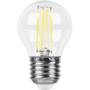 Лампа светодиодная филамент LB-511, G45 (шар малый), 11W 230V E27 4000К, рассеиватель прозрачный 970Lm, 270°, 75*45 мм