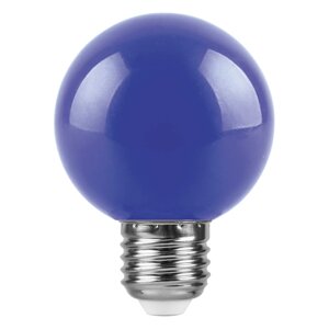 Лампа светодиодная LB-371, G60 (шар), 3W 230V E27 (синий), рассеиватель матовый синий, 220°, 84*60 мм