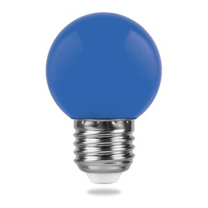 Лампа светодиодная LB-37, G45 (шар), 1W 230V E27 (синий), рассеиватель матовый, угол рассеивания 270°, 70*45 мм