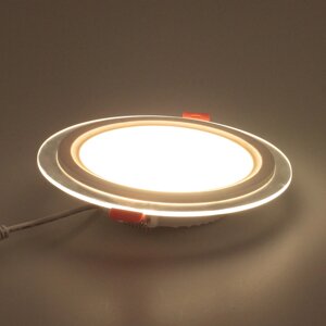 Светодиодный светильник встраиваемый B2 (220V, 12W, day white, круглый D160mm, стеклянная рамка) DELCI
