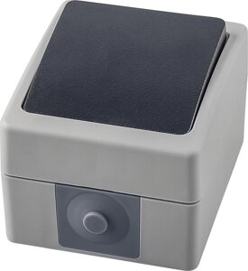 Переключатель 1-клавишный, 250В, 10А, IP54, серия Велена, серый/графит PSW10-112-54