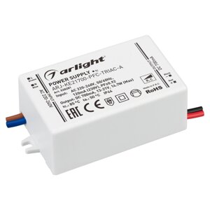 Блок питания ARJ-KE21700-PFC-TRIAC-A (15W, 700mA) (Arlight, IP44 Пластик, 5 лет)