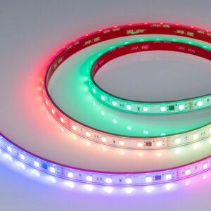 Светодиодная лента герметичная DMX-PS-B60-12mm 24V RGB-PX6 (14 W/m, IP67, 5060, 5m) (Arlight, бегущий огонь)