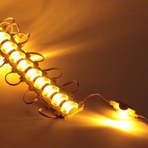 Светодиодный модуль 3 led 2835 MOD108 (12V, 1.5W, yellow, IP65) DELCI