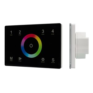 Панель Sens SMART-P83-RGB Black (230V, 4 зоны, 2.4G) (Arlight, IP20 Пластик, 5 лет) в Москве от компании ФЕРОСВЕТ