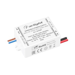 Блок питания ARPJ-SP-39260-PFC-TRIAC-MINI (10W, 20-39V, 260mA) (Arlight, IP65 Пластик, 5 лет) 047587 в Москве от компании ФЕРОСВЕТ  ( FEROSVET)