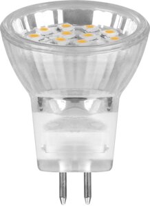 Лампа светодиодная LB-27, MR11 (рефлекторная), 1W 230V G5.3 2700К, рассеиватель прозрачный 80Lm, 120°, 41*34 мм