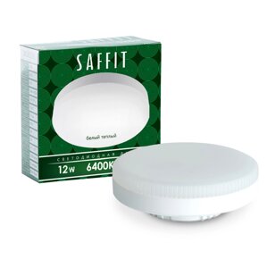 Лампа светодиодная SAFFIT SBGX5312 , GX53 (таблетка), 12W 230V GX53 6400К (дневной), рассеиватель матовый белый, 970Lm,