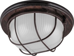 Светильник накладной пылевлагозащищённый НБО 03-60-022, E27 60W, 220VV, IP54, орех, сталь, дерево, стекло, 220*220*92