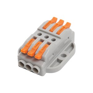 LD222-430 Клемма монтажная д/ подкл. фазн. проводников, 3 контакт групп (1 ввод,1вывод) с креплением LD222-430