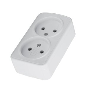 Розетка STEKKER PST10-502-20 на 2 гнездо, без заземления. Материал: ABS пластик/PVC пластик, цвет белый, размер