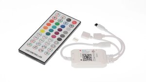 Контроллер IR40-BT-RGB-02 P36 (5-24V, RGB, 2 выхода 3х2А, IR пульт 40кн. + управление по Bluetooth) DELCI