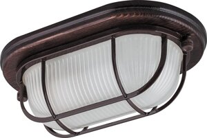 Светильник накладной пылевлагозащищённый НБО 04-60-022, E27 60W, 220VV, IP54, орех, сталь, дерево, стекло, 230*140*85
