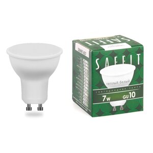 Лампа светодиодная SAFFIT SBMR1607, MR16 (рефлекторная), 7W 230V GU10 2700К (белый теплый), рассеиватель матовый белый,