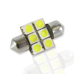 Автолампа салонная 31мм-5050-6Led White DELCI