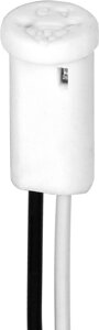 Патрон для ламп галогенных/светодиодных LH19 230V G4.0, керамика, длина провода 0,7м, цвет белый, 9*6*17мм