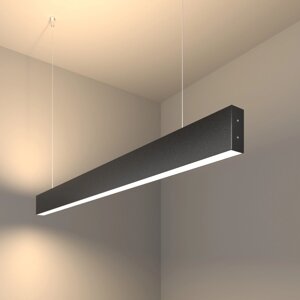 Линейный светодиодный подвесной двусторонний светильник 103 см 40 Вт 4200 К черная шагрень 101-200-40-103