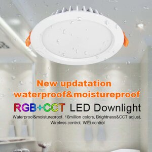 Светодиодный светильник Mi-Light FUT069 DOWNLIGHT GB170 (220V, 15W, RGB+CCT, IP54) DELCI