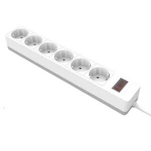 HM20-61-02 Сетевой фильтр 6-местный с/з 3x1мм2, 1,8 м, 230В, 13А, серия Optima, белый
