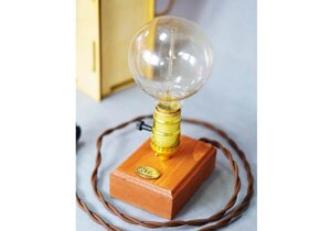Светильник 1хE27 LOFT №26 на деревянной подставке