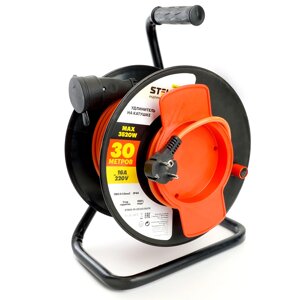 Удлинители STEKKER STD04-10-30 (UG), серия Standart, цвет черный, длина 30 м, количество розеток 1, медь, сечение