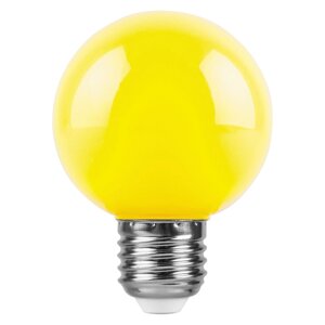 Лампа светодиодная LB-371, G60 (шар), 3W 230V E27 (желтый), рассеиватель матовый желтый, угол рассеивания 220°, 84*60мм