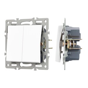 Механизм выключателя двухклавишный непроходной SWT-MK02-PL-WH (250V, 16A) (Arlight, -) 043724 в Москве от компании ФЕРОСВЕТ  ( FEROSVET)