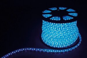 Дюралайт (световая нить) со светодиодами LED-R2W, 2-х жильный, 230V, 36LED/m, 1,44W/m, IP65, (синий), бобина 100м*13 мм